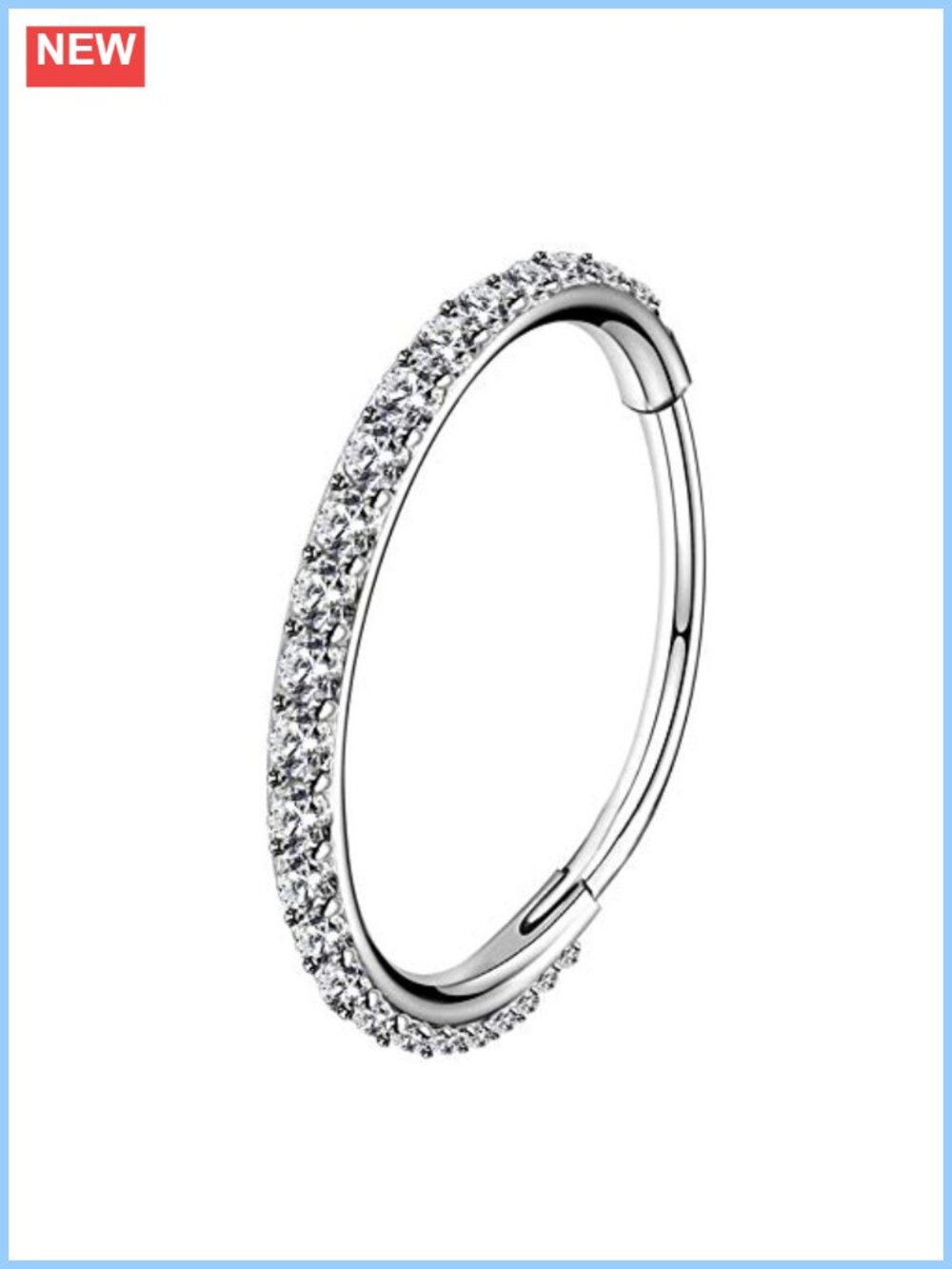 OUFER 316L Stainless Steel Hinged Segment Nose Ring 20G CZ Piercing Hoop